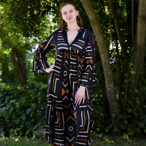 Vestido africano algodon estampado etnico