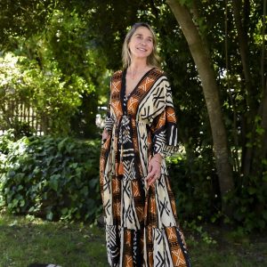 Vestido africano algodon estampado etnico